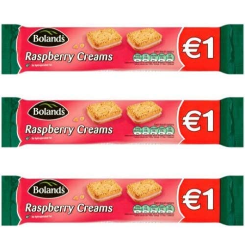 Bolands Raspberry Creams Irish Cookies (Pack of 3) 125g Each